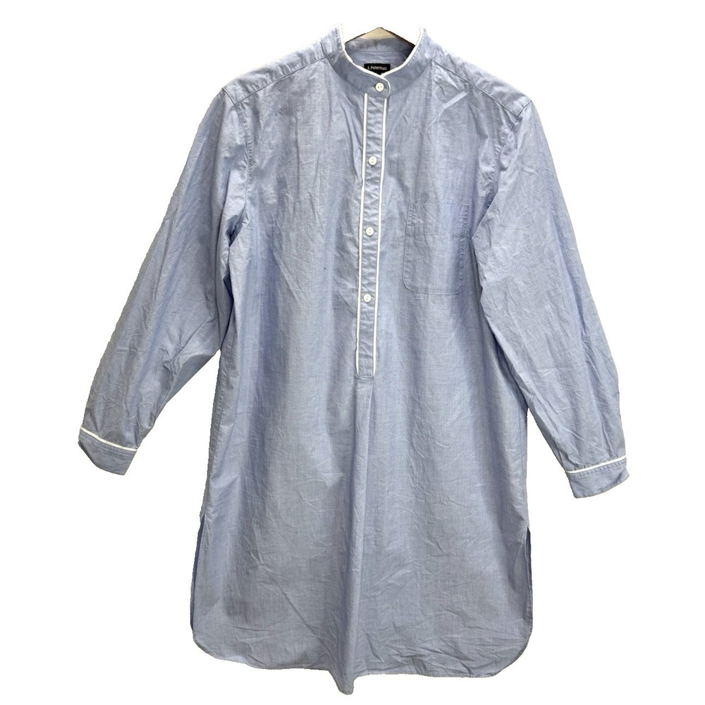 J. Peterman Women's Blue Long Sleeve Tunic Cotton Popover Top Size Large - Picture 2 of 9